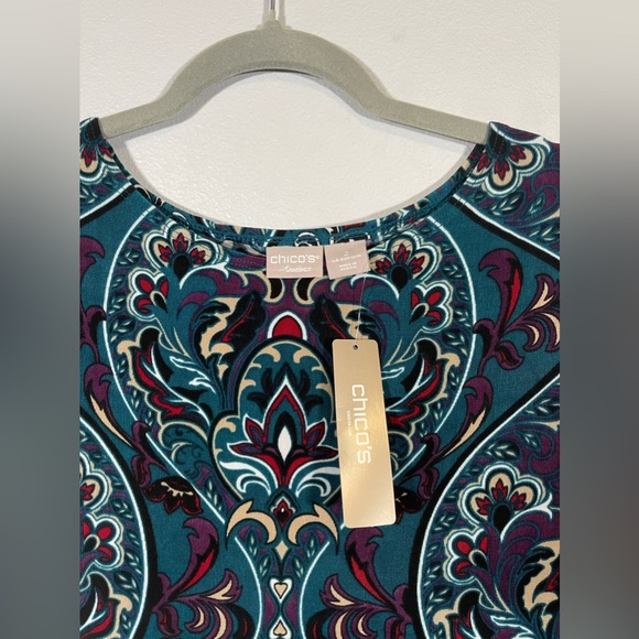 NWT Chico’s Travelers Imperial Paisley Tunic 3/4 Sleeve Size 2 - Picture 3 of 7